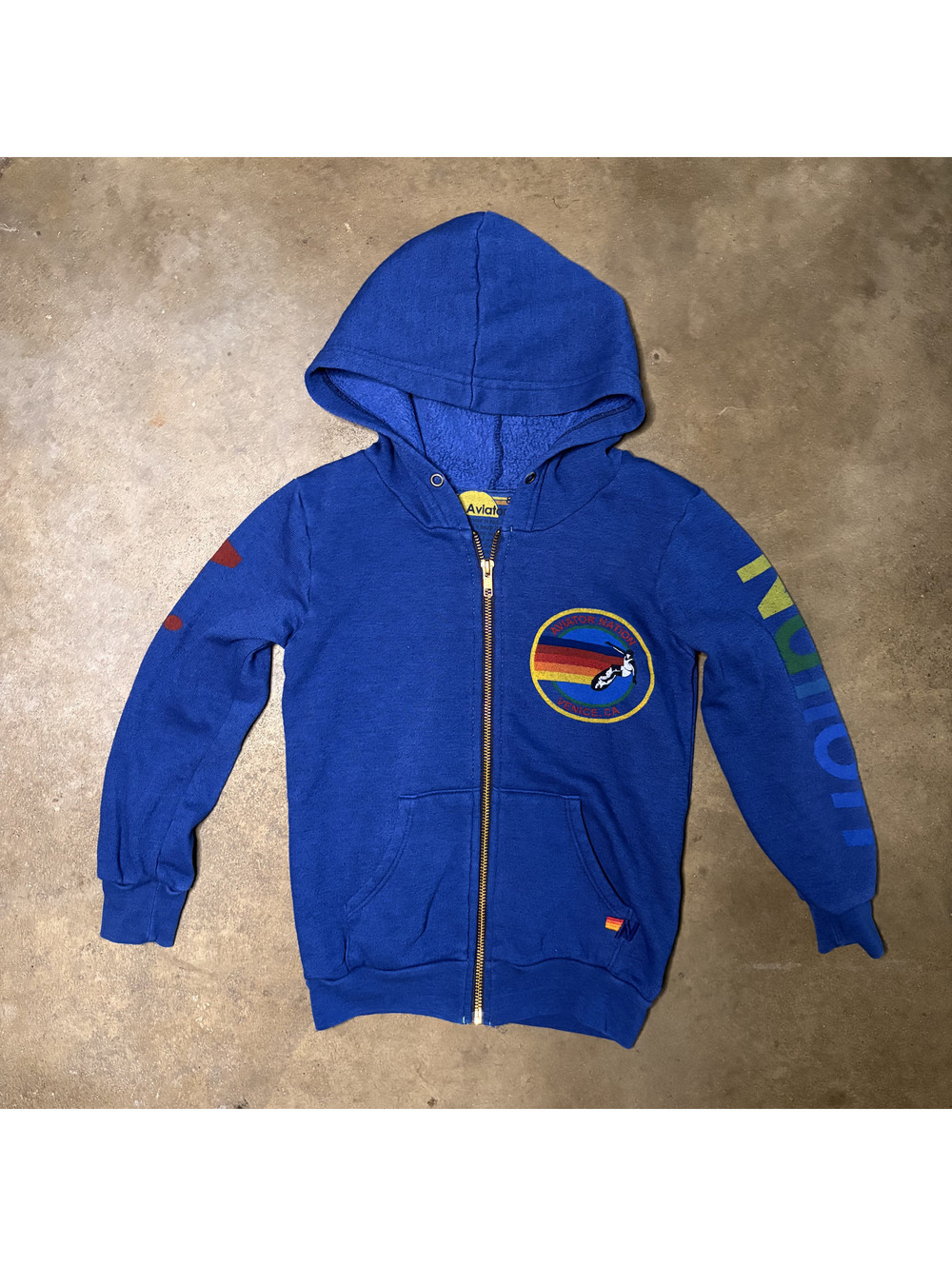 Aviator Nation Kids Sz 8 Zip-Up Hoodie Blue